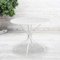 Flash Furniture CO-7-WH-GG 35.25" Steel Patio Table in White